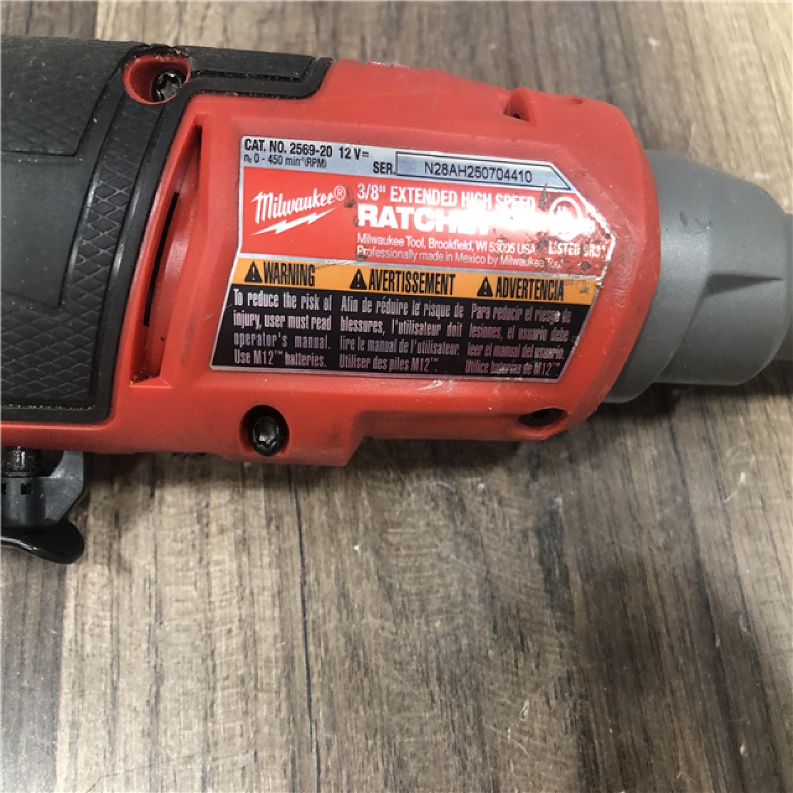 AS-IS Milwaukee FUEL 12V Lithium-Ion Brushless Cordless 3/8 in. Extended Reach High Speed Ratchet (Tool Only)