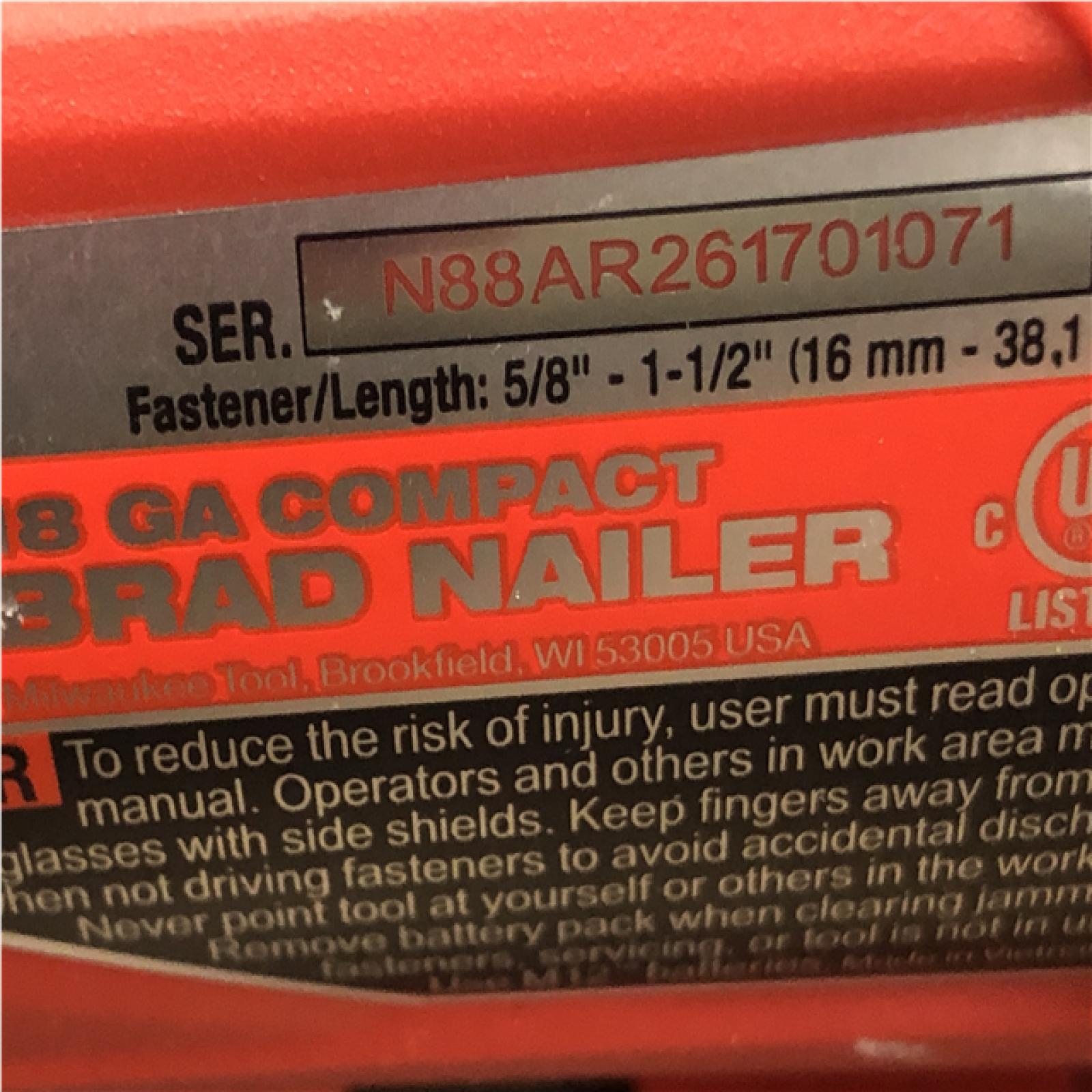 AS-IS Milwaukee FUEL 12-Volt Lithium-Ion Brushless Cordless 18-Gauge 1-1/2 in. Compact Brad Nailer (Tool Only)