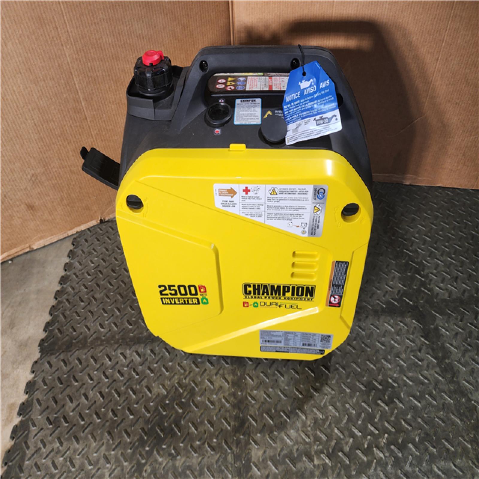 HOUSTON LOCATION - AS-IS CHAMPION 2500/1850-Watt Recoil Start Gasoline/Propane Powered Dual Fuel Inverter Generator with Quiet Technology and CO Shield