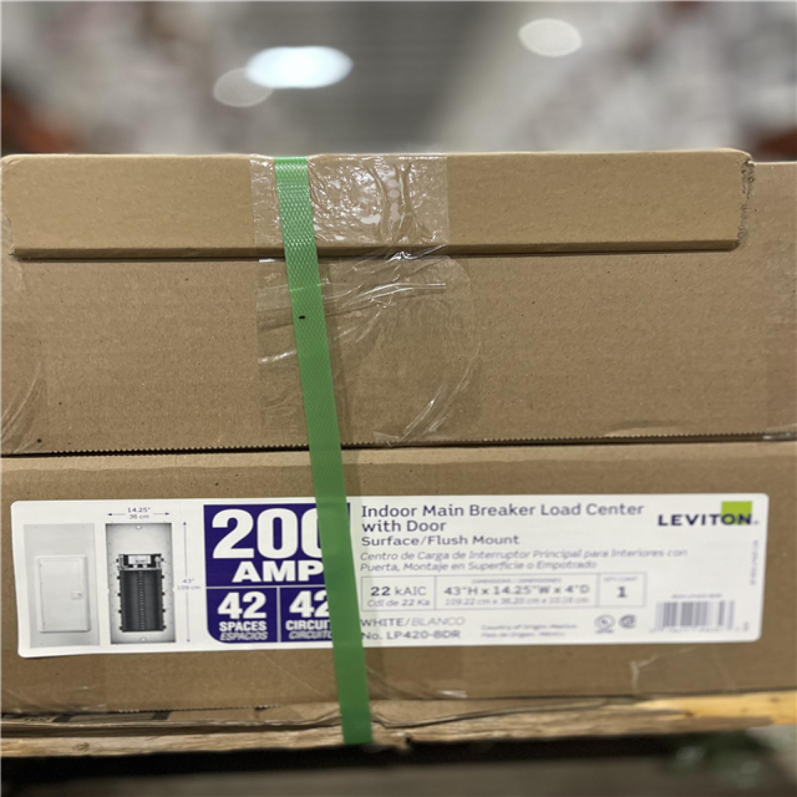 DALLAS LOCATION- NEW!- Leviton 200 Amp 42-Space  42-Circuit Indoor Load Center with Main Circuit Breaker  Door Included LP420-BDR (4 UNITS)