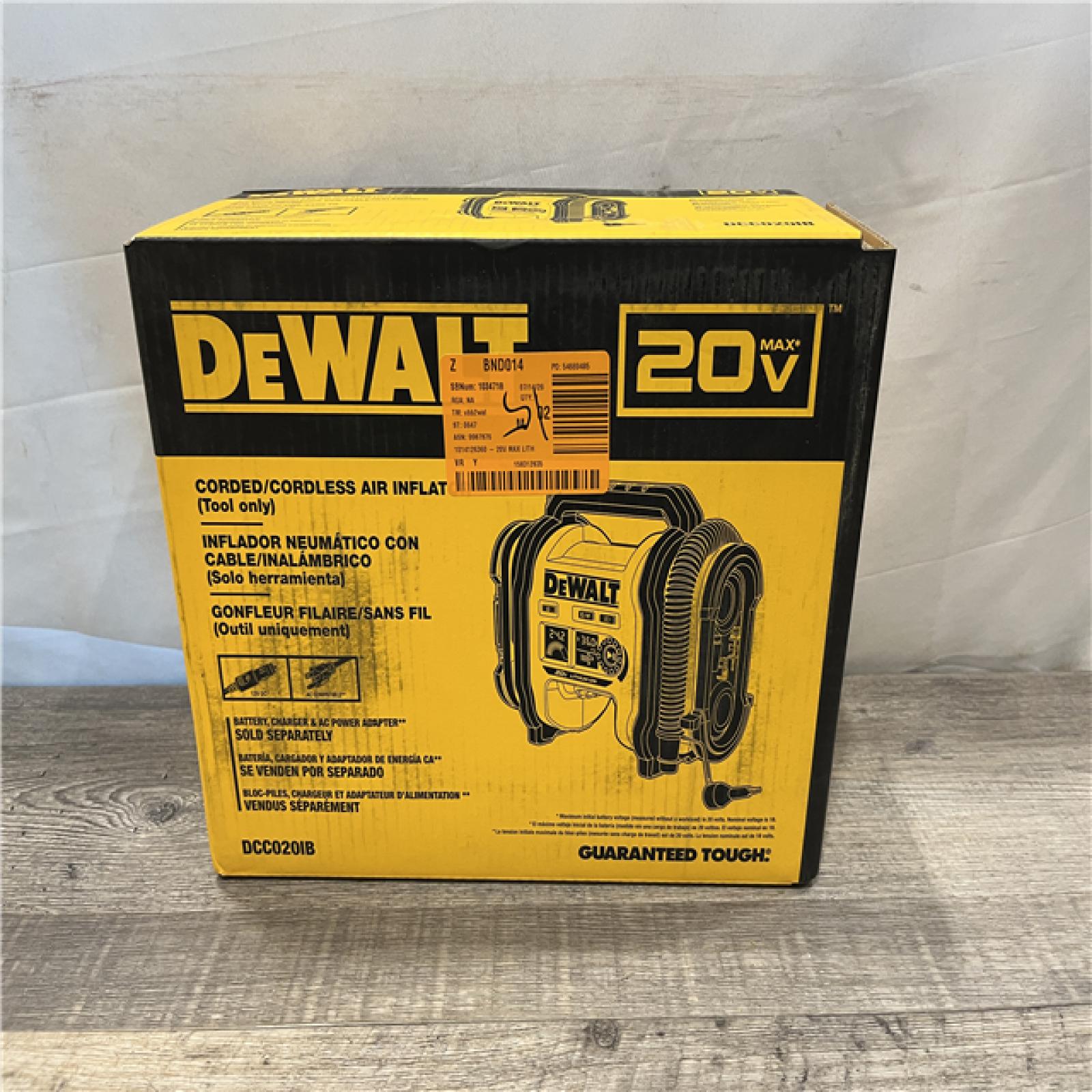 NEW - DEWALT 20V MAX Cordless Electric Portable Inflator (Tool Only)