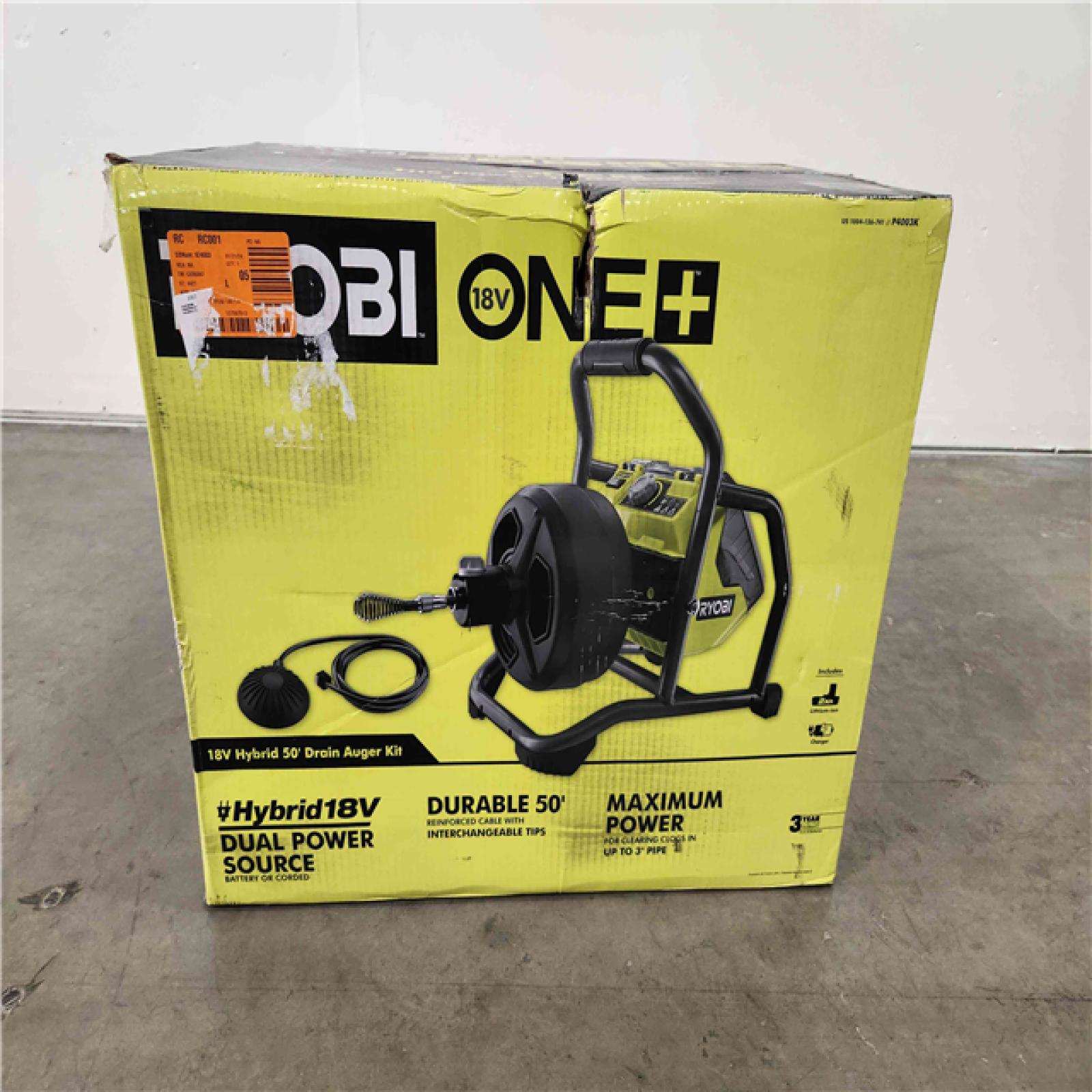 Phoenix Location NEW RYOBI ONE+ 18V Hybrid Drain Auger Kit with 50 ft. Cable, 2 Ah Battery, 18V