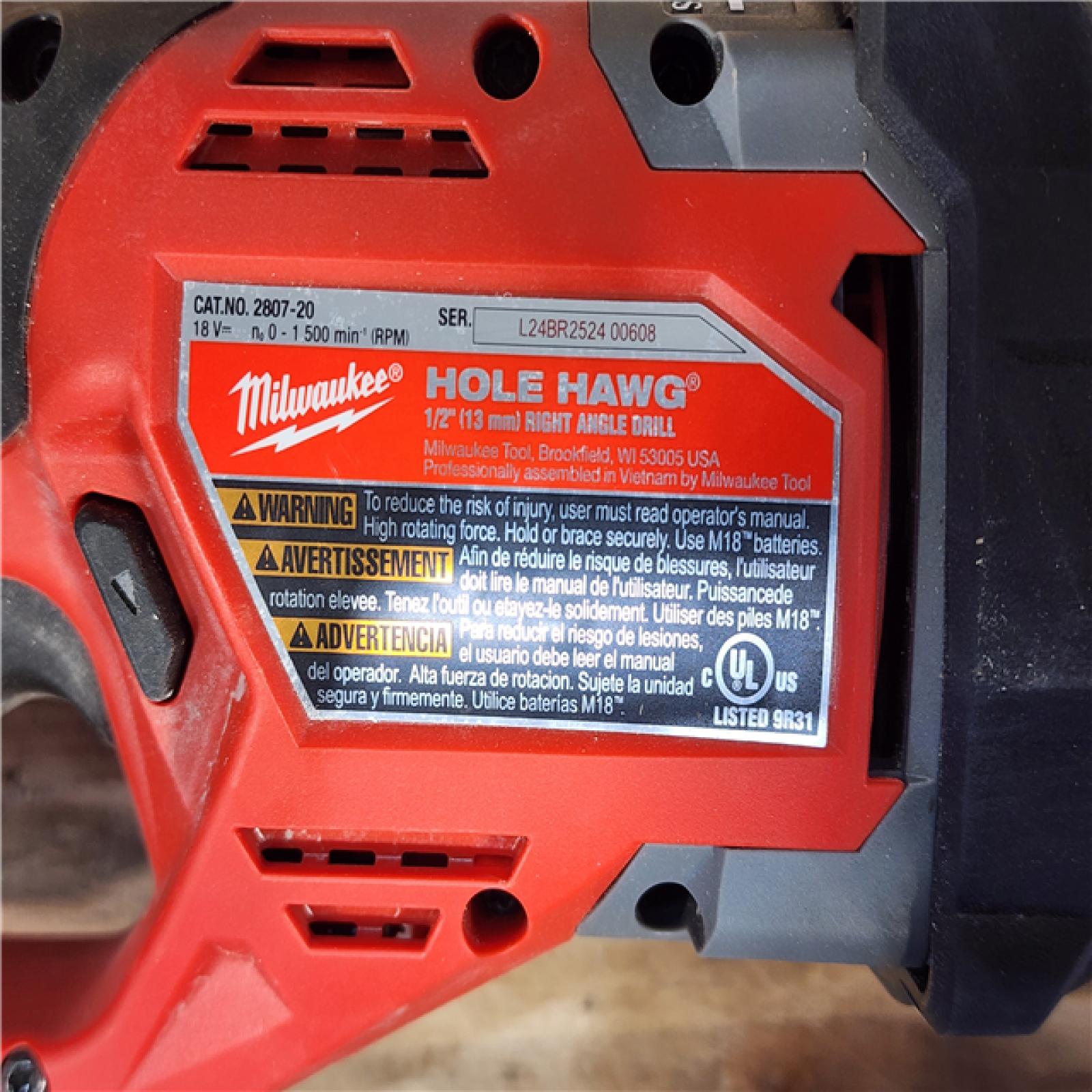 HOUSTON LOCATION - AS-IS Milwaukee FUEL GEN II 18V Lithium-Ion Brushless Cordless 1/2 in. Hole Hawg Right Angle Drill (Tool-Only)