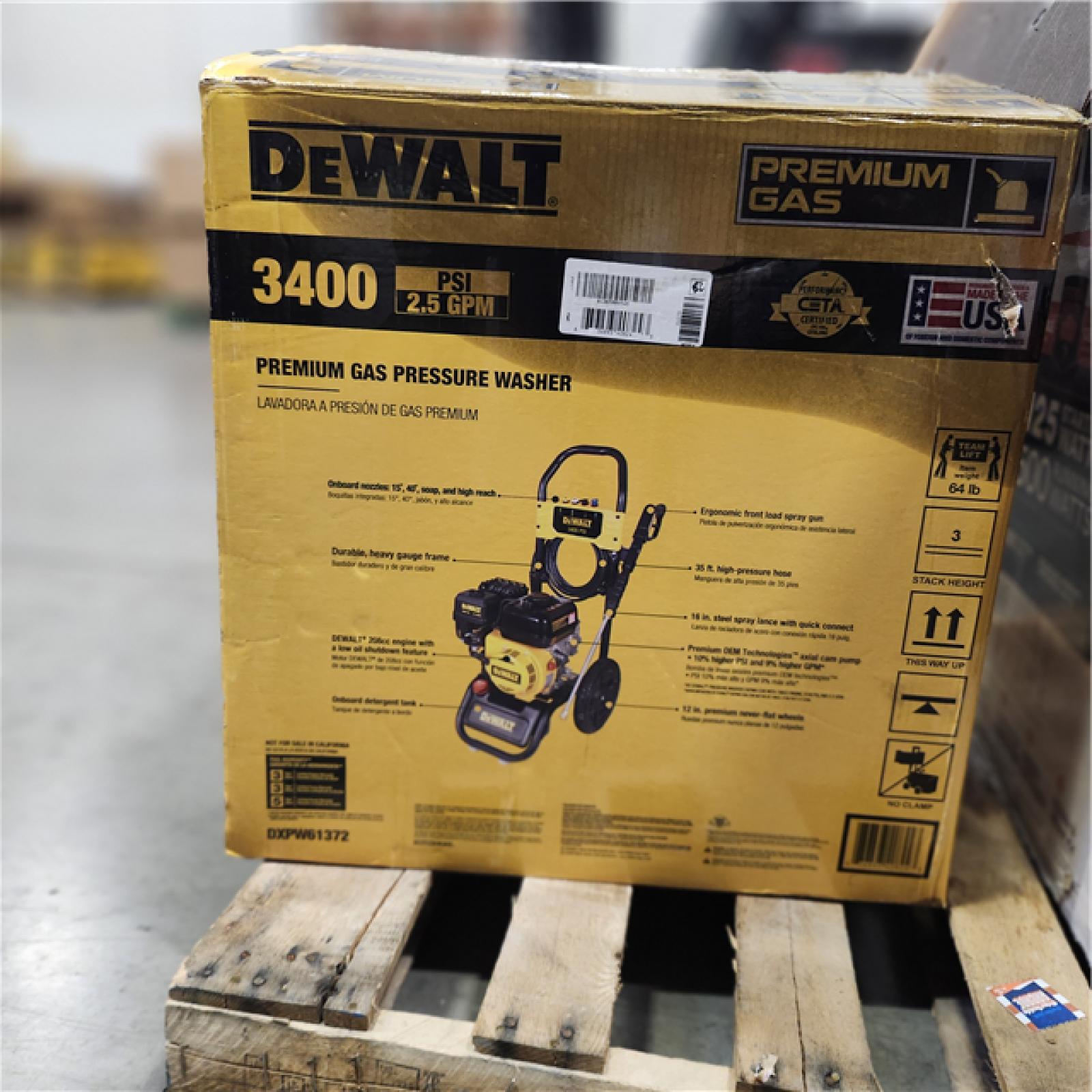 Dallas Location - As-Is DEWALT 3400 PSI 2.5 GPM Gas Pressure Washer