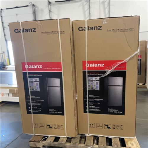DALLAS LOCATION-Galanz 12 cu. ft. Top Freezer Refrigerator with Dual Door  Frost Free in Stainless Steel PALLET-(2 UNITS)