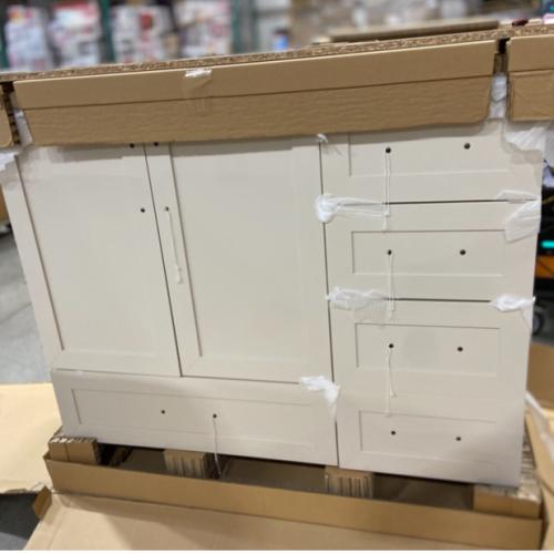 DALLAS LOCATION - Glacier Bay Tobana 42 in. Single Sink Beige Bath Vanity with White Engineered Marble Top (Assembled)