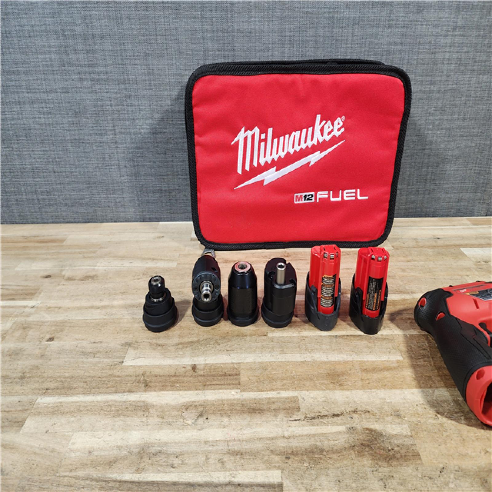 HOUSTON LOCATION - AS - IS Milwaukee  FUEL 12V Lithium-Ion Brushless Cordless 4-in-1 Installation 3/8 in. W/ (2) BATTERIES