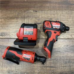 AS-IS M12 Cordless Power Tool Combo Kit, 4-Tool Set, 12V Lithium-Ion, 2.0Ah Batteries, Charger, Tool Bag
