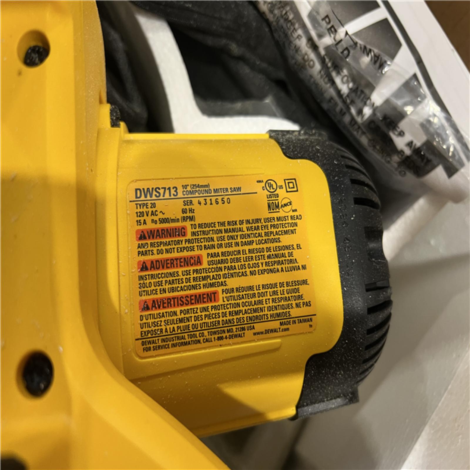AS-IS  DEWALT 15 Amp Corded 10 in. Compound Single Bevel Miter Saw