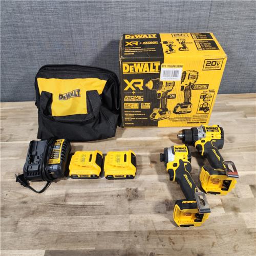 HOUSTON LOCATION - AS-IS DEWALT 20V MAX XR Cordless Drill/Driver, ATOMIC Impact Driver 2 Tool Combo Kit, (2) 2.0Ah Batteries, Charger, and Bag