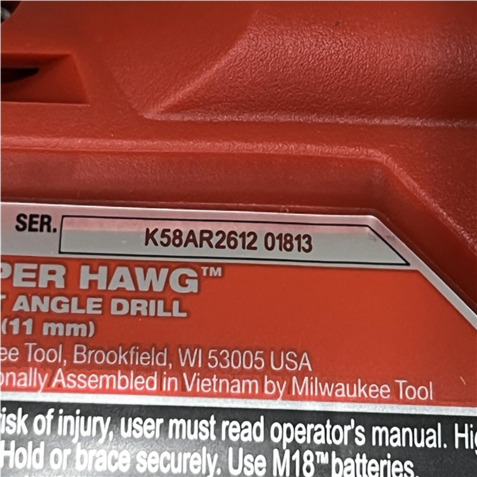 AS-IS Milwaukee FUEL 18V Lithium-Ion Brushless Cordless GEN 2 SUPER HAWG 7/16 in. Right Angle Drill (Tool-Only)