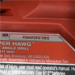 AS-IS Milwaukee FUEL 18V Lithium-Ion Brushless Cordless GEN 2 SUPER HAWG 7/16 in. Right Angle Drill (Tool-Only)