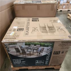 Phoenix NEW Hampton Bay Preston Pointe Dark Cement Gray 7-Piece Metal Outdoor Dining Set with CushionGuard Putty Cushions