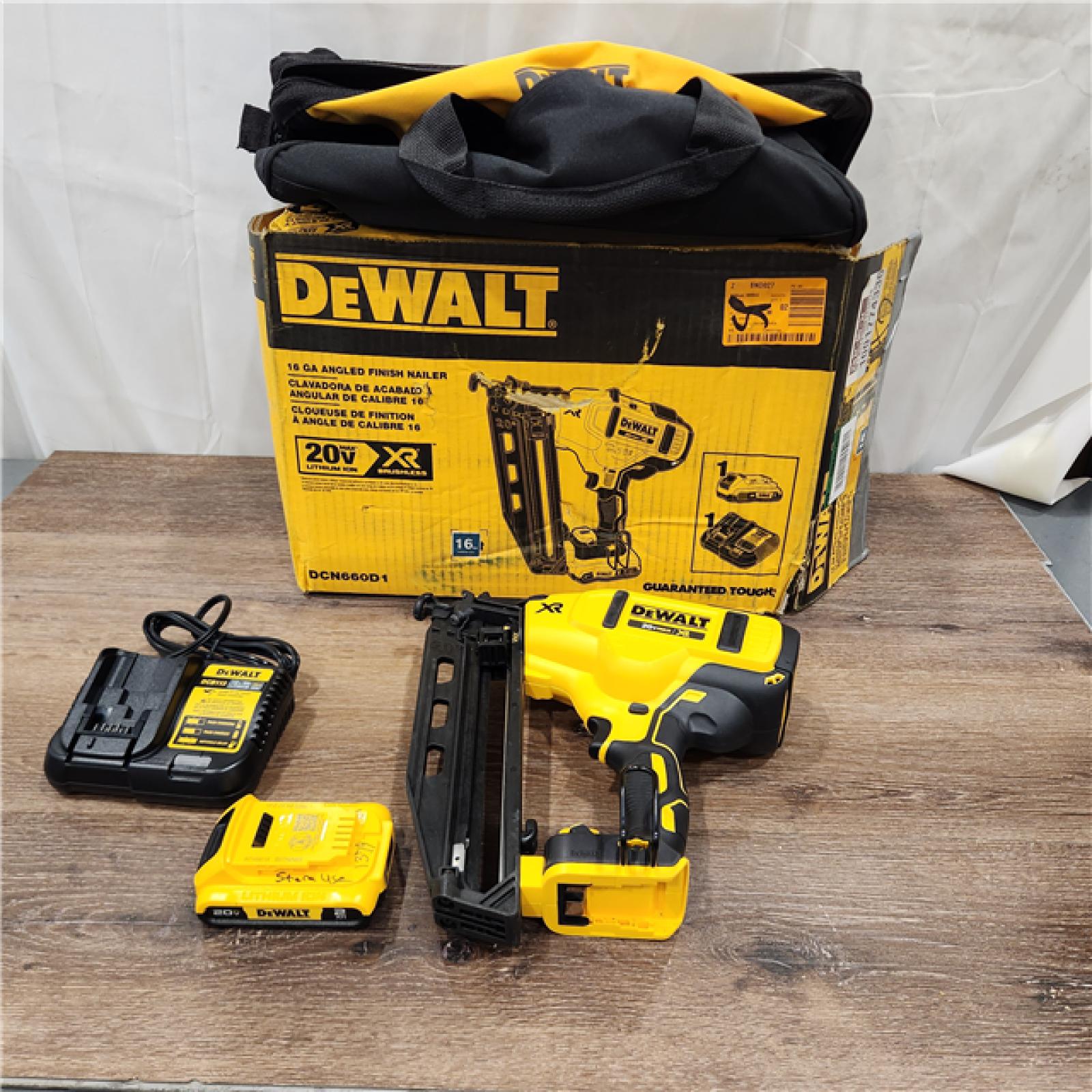 AS-IS DeWalt DCN660D1 20V 16 Gauge Cordless Angled Finish Nailer Kit W/ 2Ah Battery