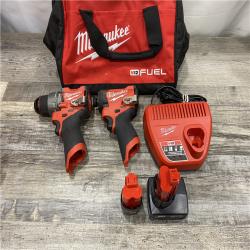 AS-IS Milwaukee FUEL 12-Volt Lithium-Ion Brushless Cordless Hammer Drill and Impact Driver Combo Kit