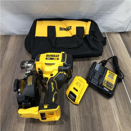 AS-IS DEWALT 20V MAX Lithium-Ion 15-Degree Electric Cordless Roofing Nailer Kit