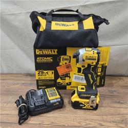 AS-IS DEWALT ATOMIC 20V MAX Lithium-Ion Cordless 1/4 in. Brushless Impact Driver Kit, 5 Ah Battery, Charger, and Bag