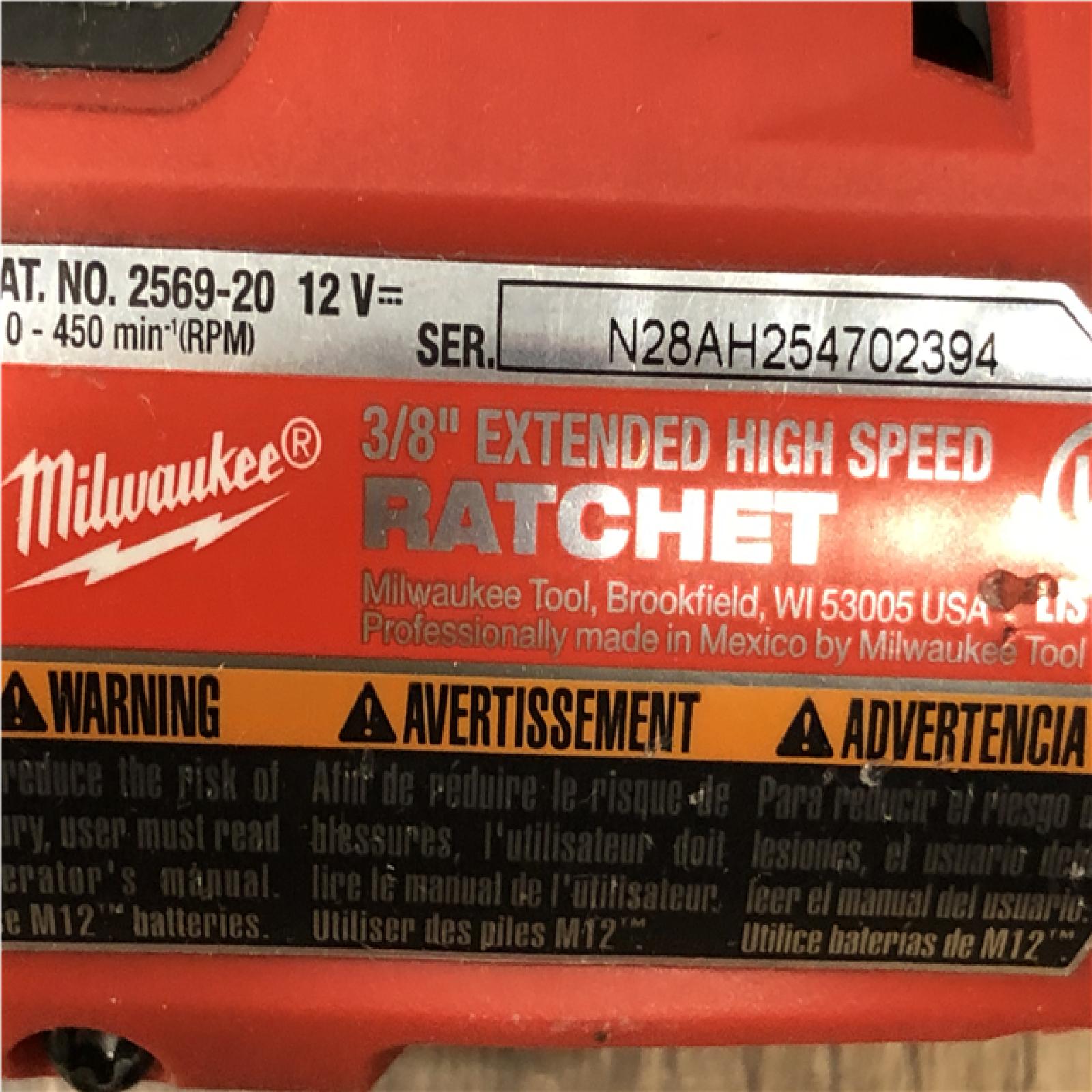 AS-IS Milwaukee FUEL 12V Lithium-Ion Brushless Cordless 3/8 in. Extended Reach High Speed Ratchet (Tool Only)