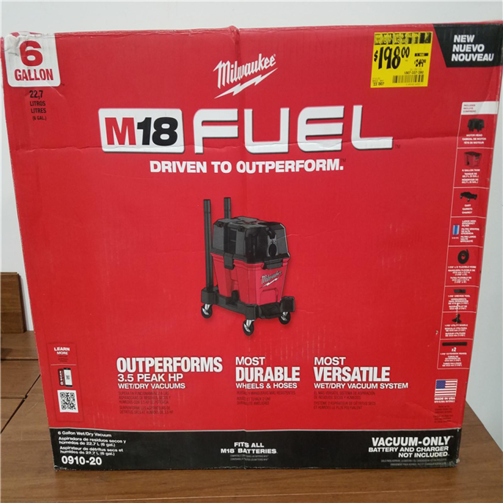 California NEW Milwaukee 6-Gallon Wet/Dry Vacuum (Tool Only)