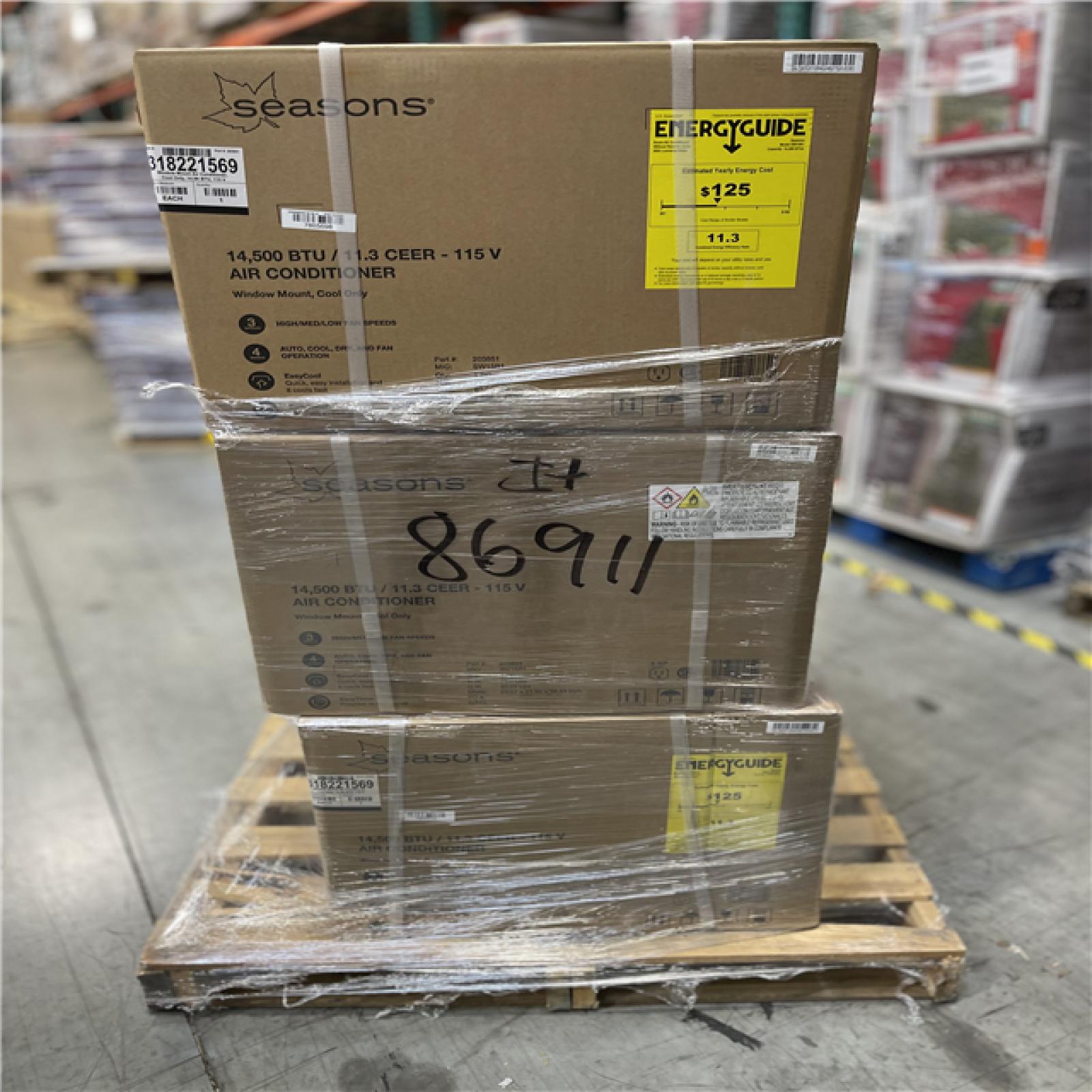 DALLAS LOCATION- NEW!- Seasons 14 500 BTU 115 V Window Cool-Only Air Conditioner PALLET (6 UNITS)