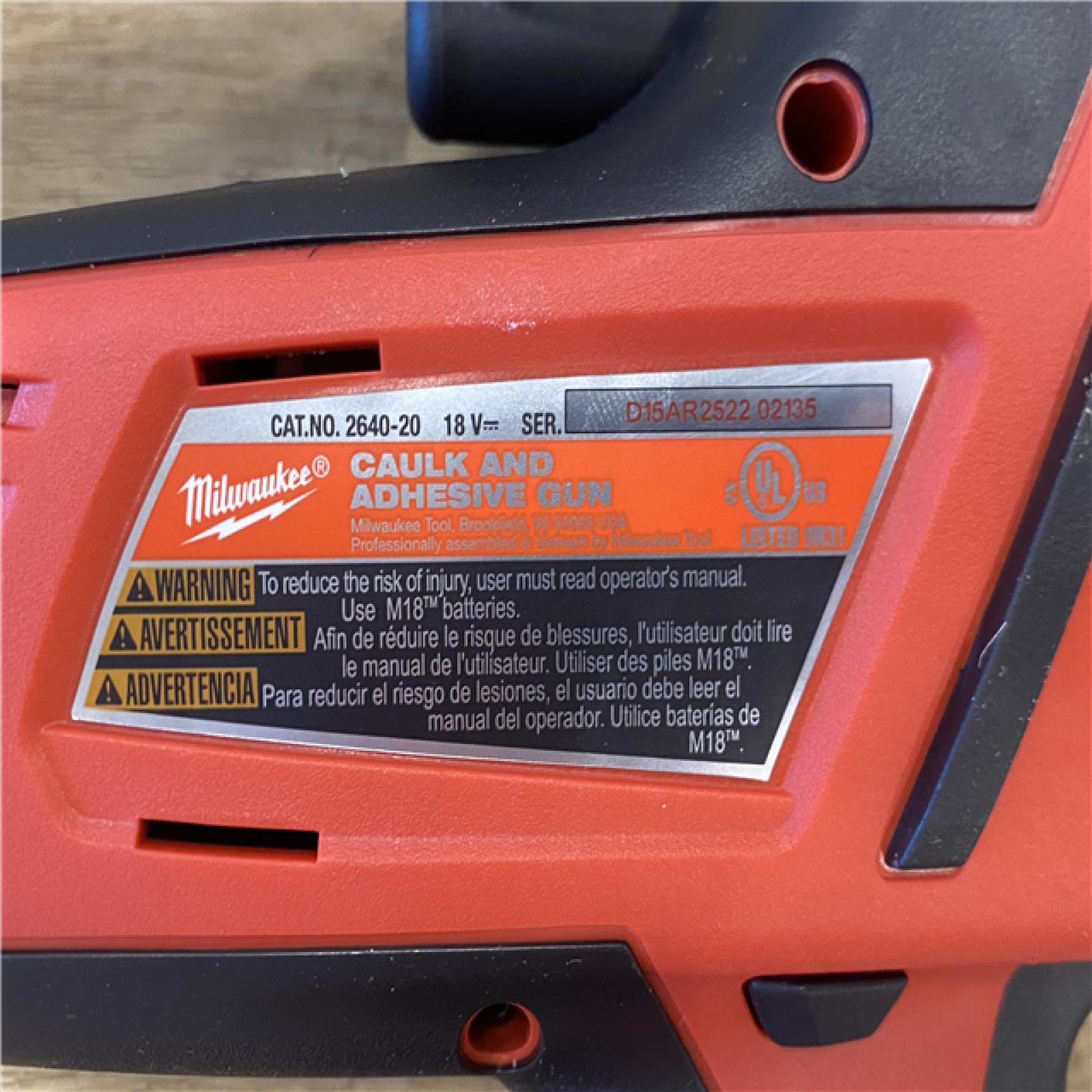 AS-IS Milwaukee 2641-20 M18 18V Li-Ion Cordless Caulk/Adhesive Gun (Bare Tool) New