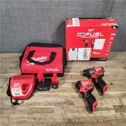 HOUSTON LOCATION - AS-IS Milwaukee FUEL 12-Volt Lithium-Ion Brushless Cordless Hammer Drill and Impact Driver Combo Kit