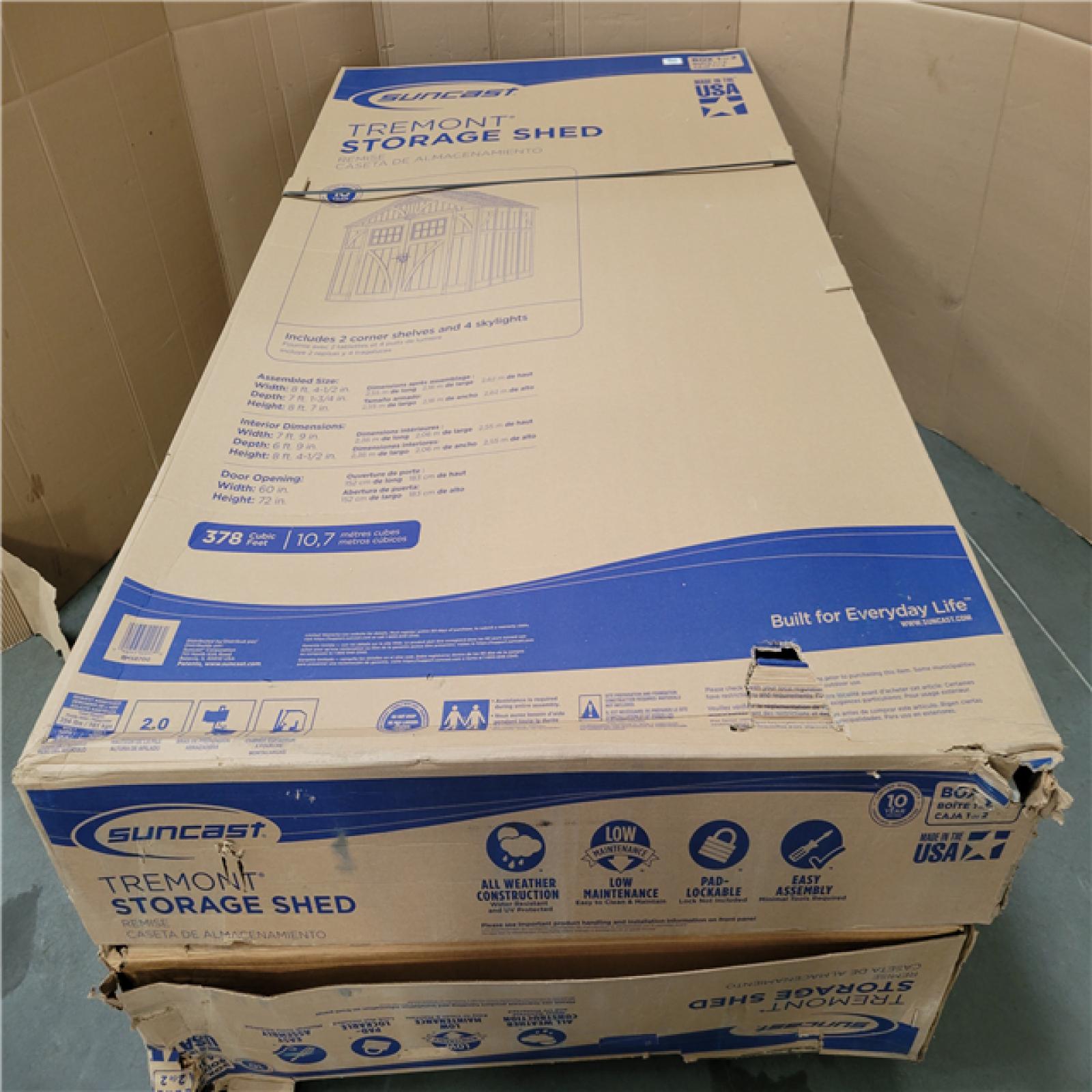 California AS-IS SUNCAST TREMONT Storage Shed (Box 1 & 2) Damaged Boxes