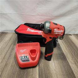 AS-IS Milwaukee M12 FUEL SURGE 12V Lithium-Ion Brushless Cordless 1/4 in. Hex Impact Driver Compact Kit w/Two 2.0Ah Batteries, Bag