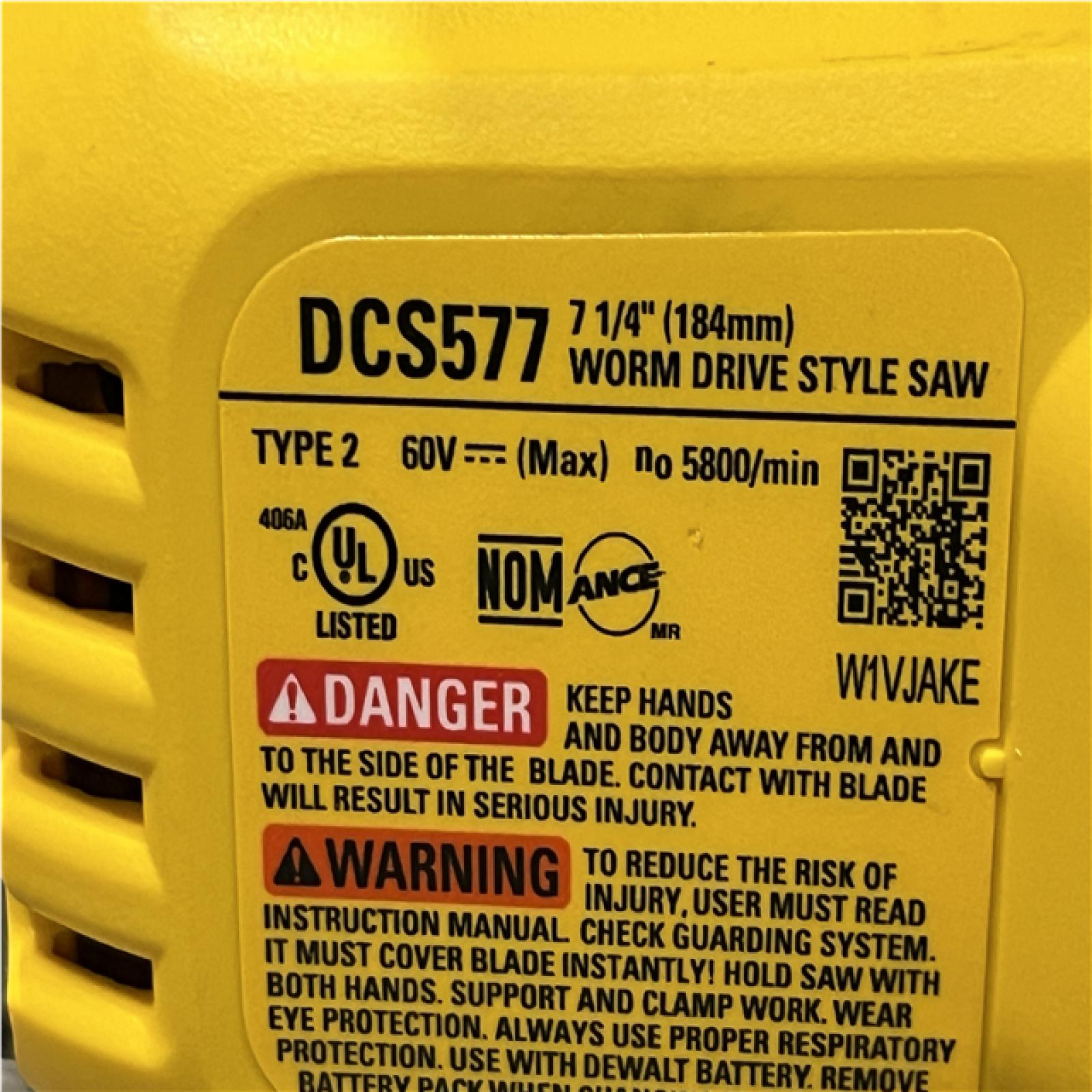 AS-IS DEWALT FLEXVOLT 60V MAX Cordless Brushless 7-1/4 in. Wormdrive Style Circular Saw (Tool Only)