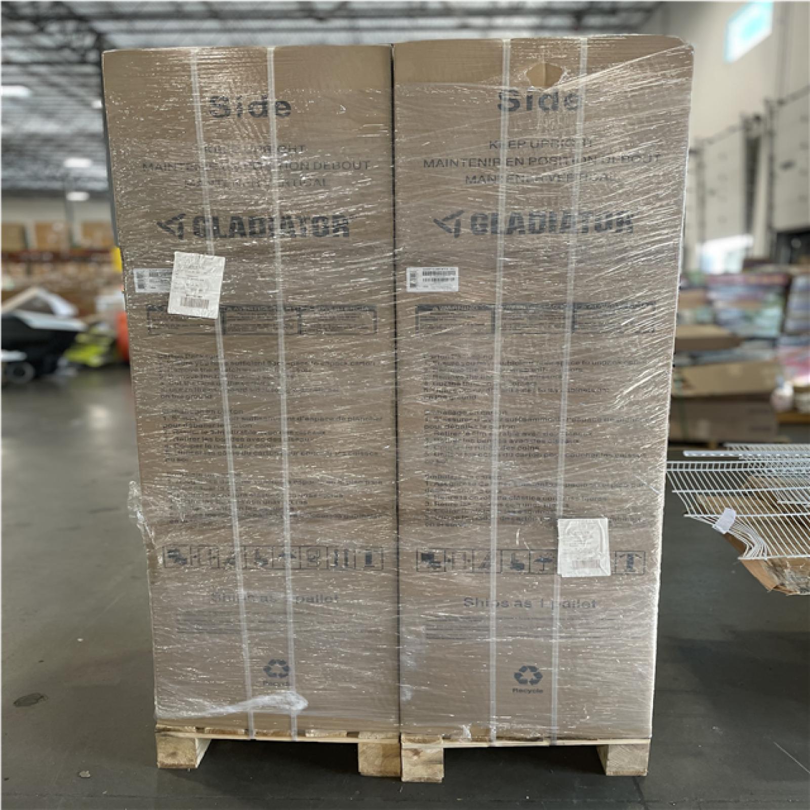 DALLAS LOCATION- NEW! Gladiator Flex 78in W x 75 in H x 19in D Pre-Assembled 24 Gauge Welded Steel 5-Piece Garage System in Silver Tread (2 SETS)