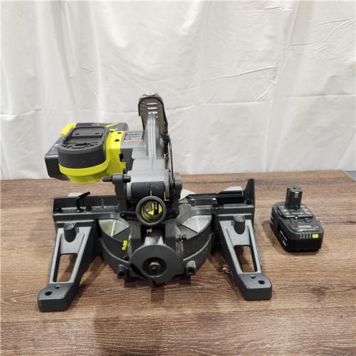 AS-IS RYOBI 18V ONE+ Cordless 7-1/4 in. Compound Miter Saw with 4.0 Ah Lithium-Ion Battery and 18V Charger