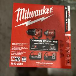 NEW! - Milwaukee M18 18V Lithium-Ion Brushless Cordless Compact Drill/Impact Combo Kit (2-Tool) w/(2) 2.0 Ah Batteries  Charger & Bag