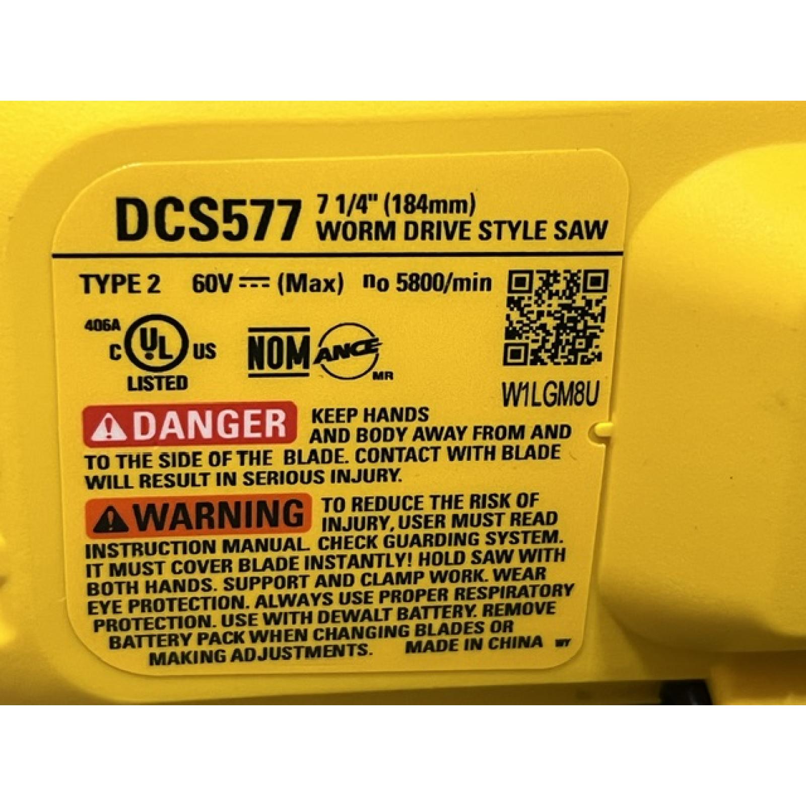 AS-IS DEWALT FLEXVOLT 60V MAX Cordless Brushless 7-1/4 in. Wormdrive Style Circular Saw (Tool Only)