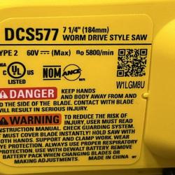 AS-IS DEWALT FLEXVOLT 60V MAX Cordless Brushless 7-1/4 in. Wormdrive Style Circular Saw (Tool Only)