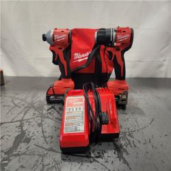AS-IS- Milwaukee M18 18V Lithium-Ion Brushless Cordless Compact Drill/Impact Combo Kit