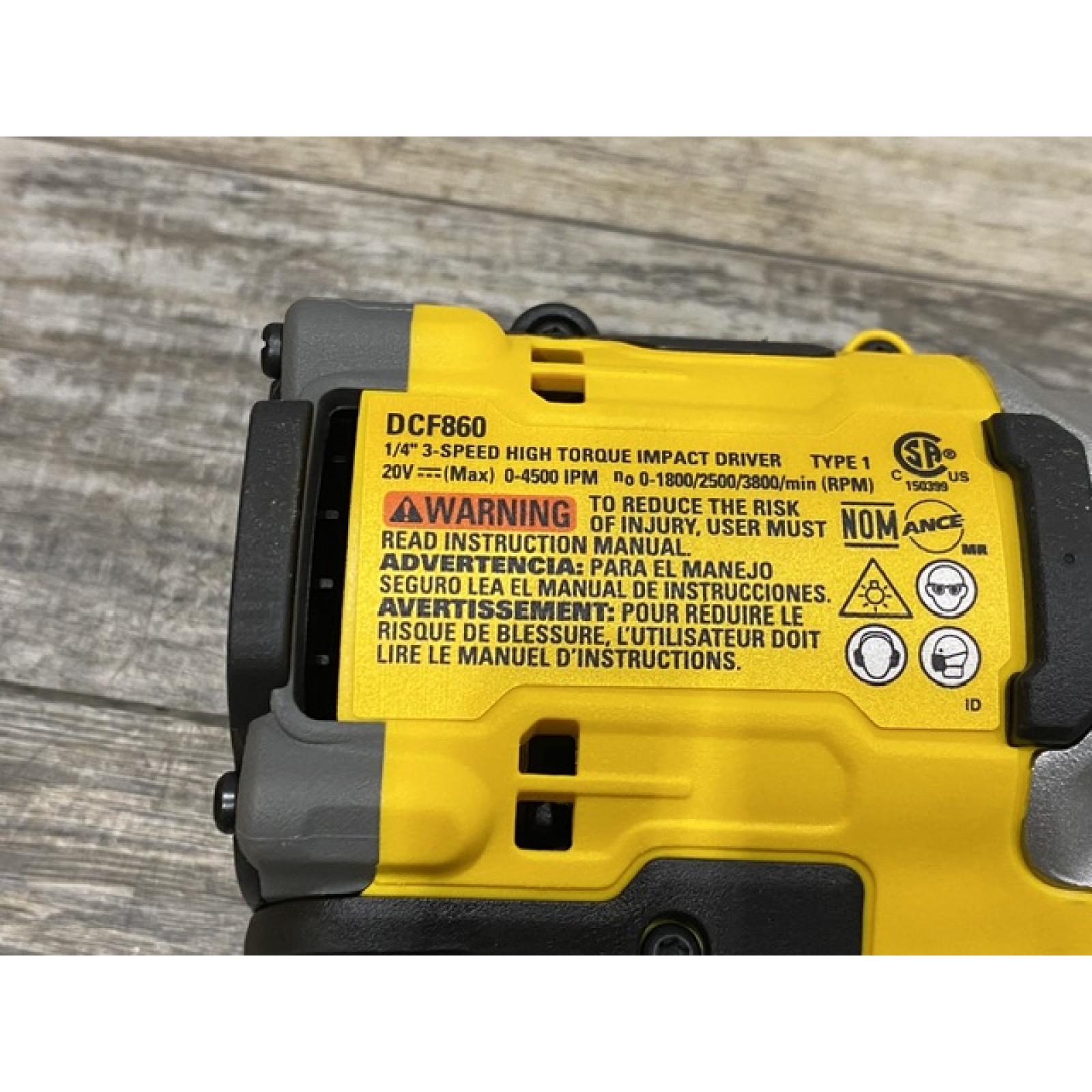 AS-IS DEWALT 20V MAX XR Lithium-Ion Brushless Cordless 3-Speed High Torque 1/4 in. Impact Driver Kit