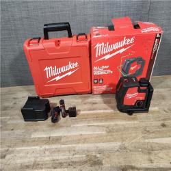HOUSTON LOCATION - AS-IS Milwaukee-3522-21 Green Beam Laser Cross Line Plumb Point Rechargeable USB Kit