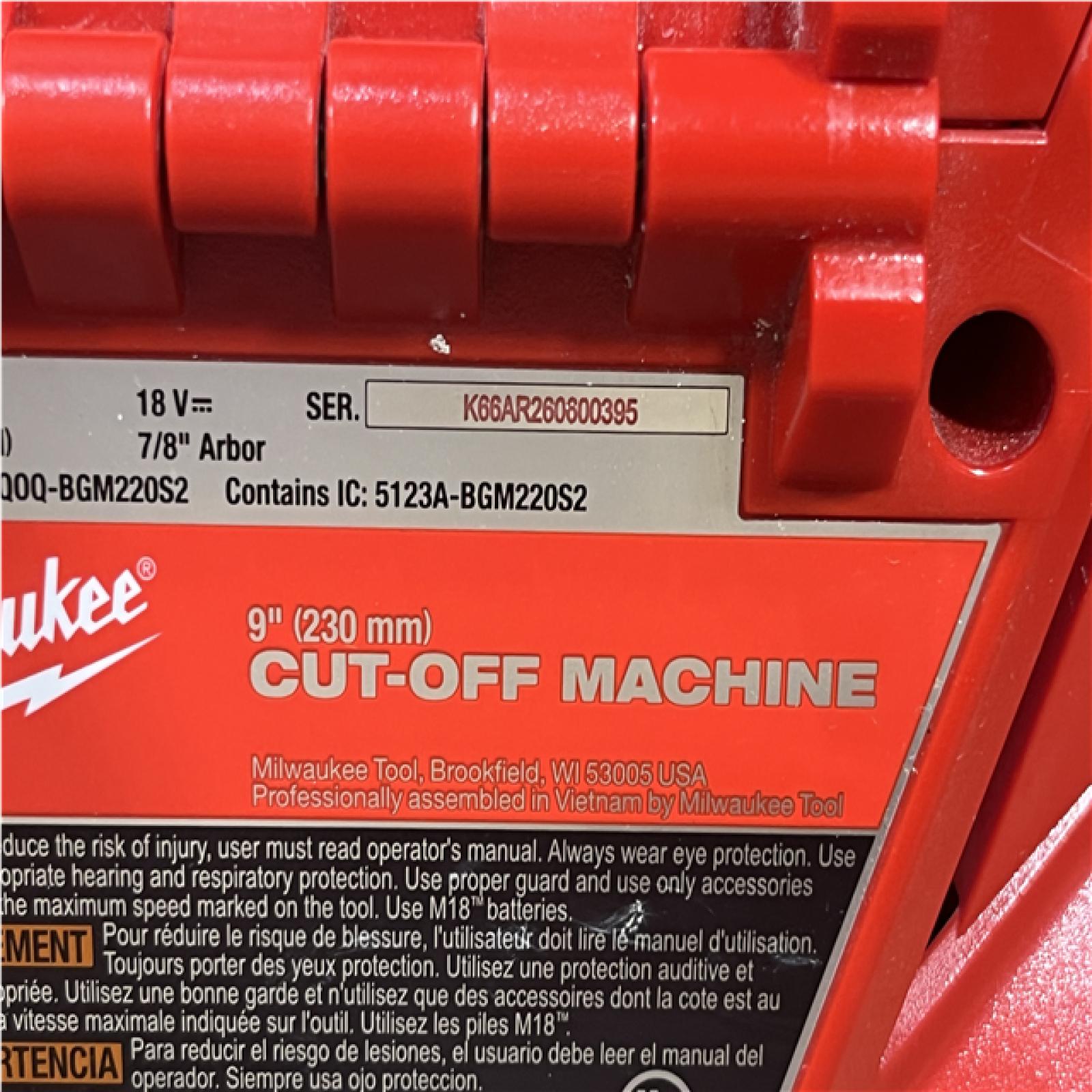 Houston Location AS-IS Milwaukee FUEL ONE-KEY 18V Lithium-Ion Brushless Cordless 9 in. Cut Off Saw (Tool-Only)