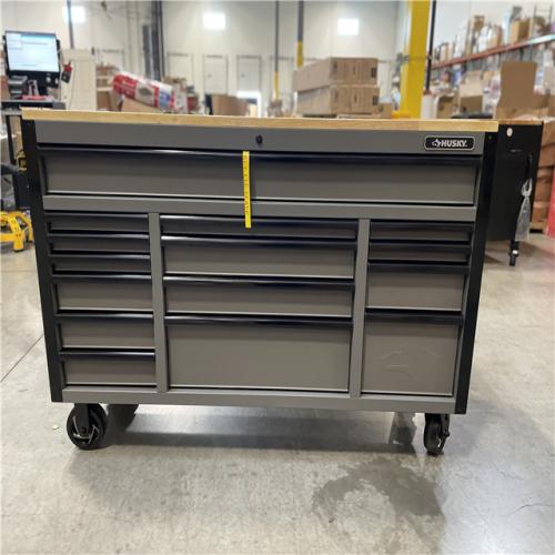 DALLAS LOCATION- AS-IS HUSKY Heavy Duty 61 in. W x 23 in. D 15-Drawer Matte Gray Mobile Workbench Cabinet