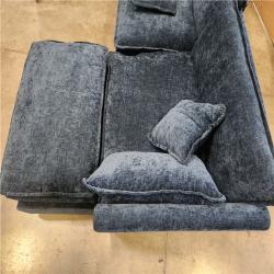 Phoenix AS-IS GOJANE 112.2 in. Square Arm L-Shaped Chenille Deluxe Pillow-Styled Modular Sectional Sofa in. Blue with 1 Ottoman