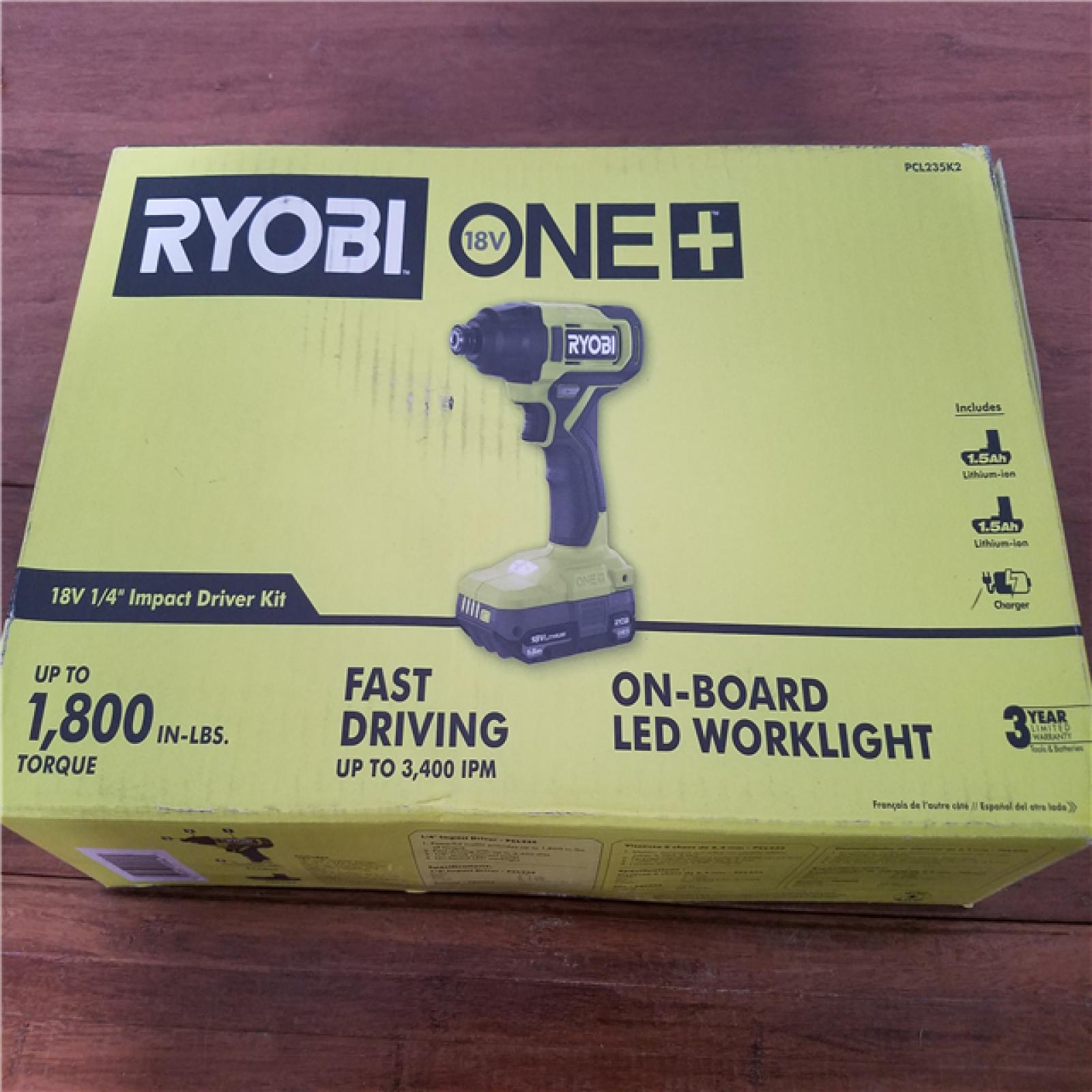 California NEW Ryobi One+ 18V 1/4 Impact Driver Kit  includes (2) Batteries & Charger