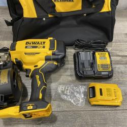 AS-IS DEWALT 20V MAX Lithium-Ion 15-Degree Electric Cordless Roofing Nailer Kit