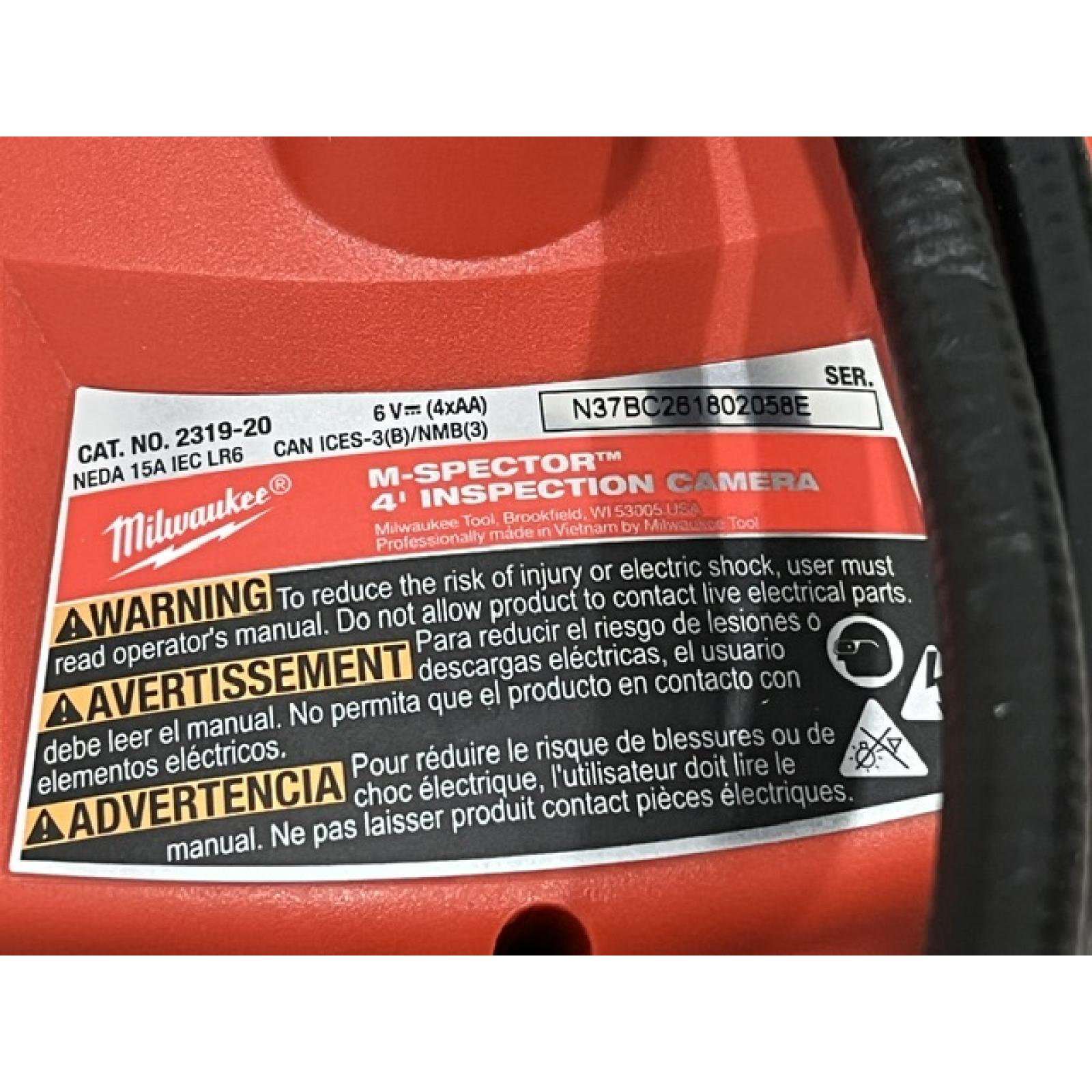AS-IS Milwaukee M- Spector 4 ft. Inspection Sewer Camera Scope