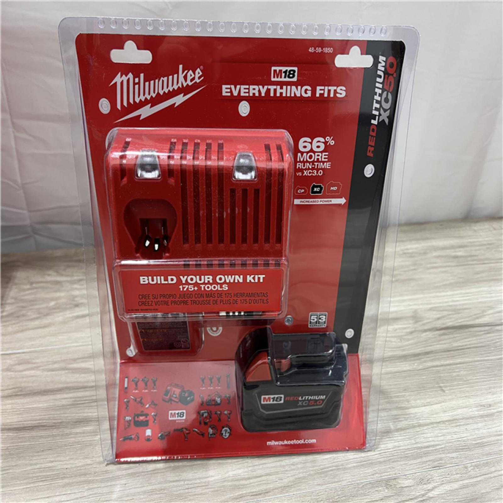 NEW Milwaukee 18-Volt Lithium-Ion XC Starter Kit with One 5.0Ah Battery and Charger