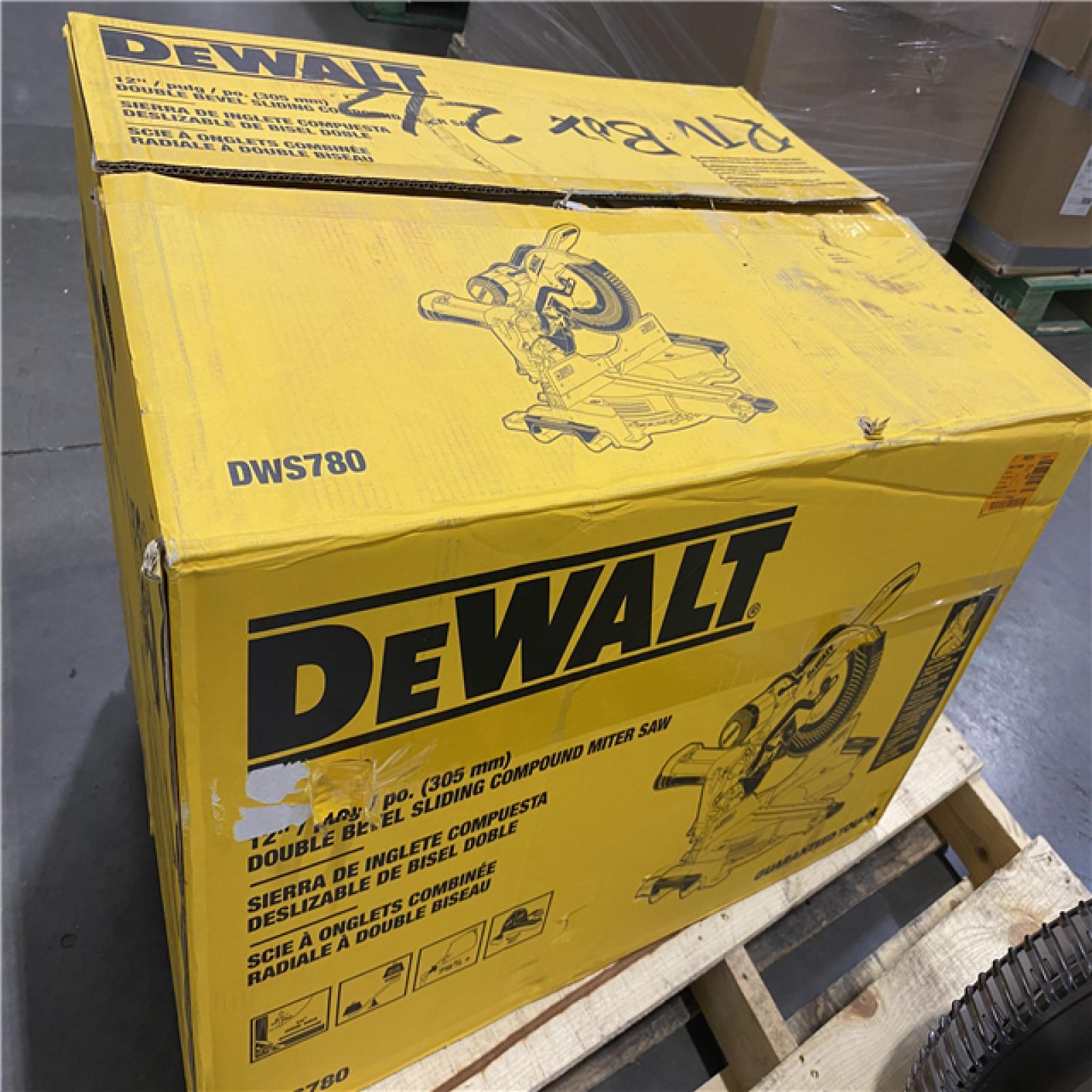 As-Is- DEWALT 15 Amp Corded 12 in. Double Bevel Sliding Compound Miter Saw
