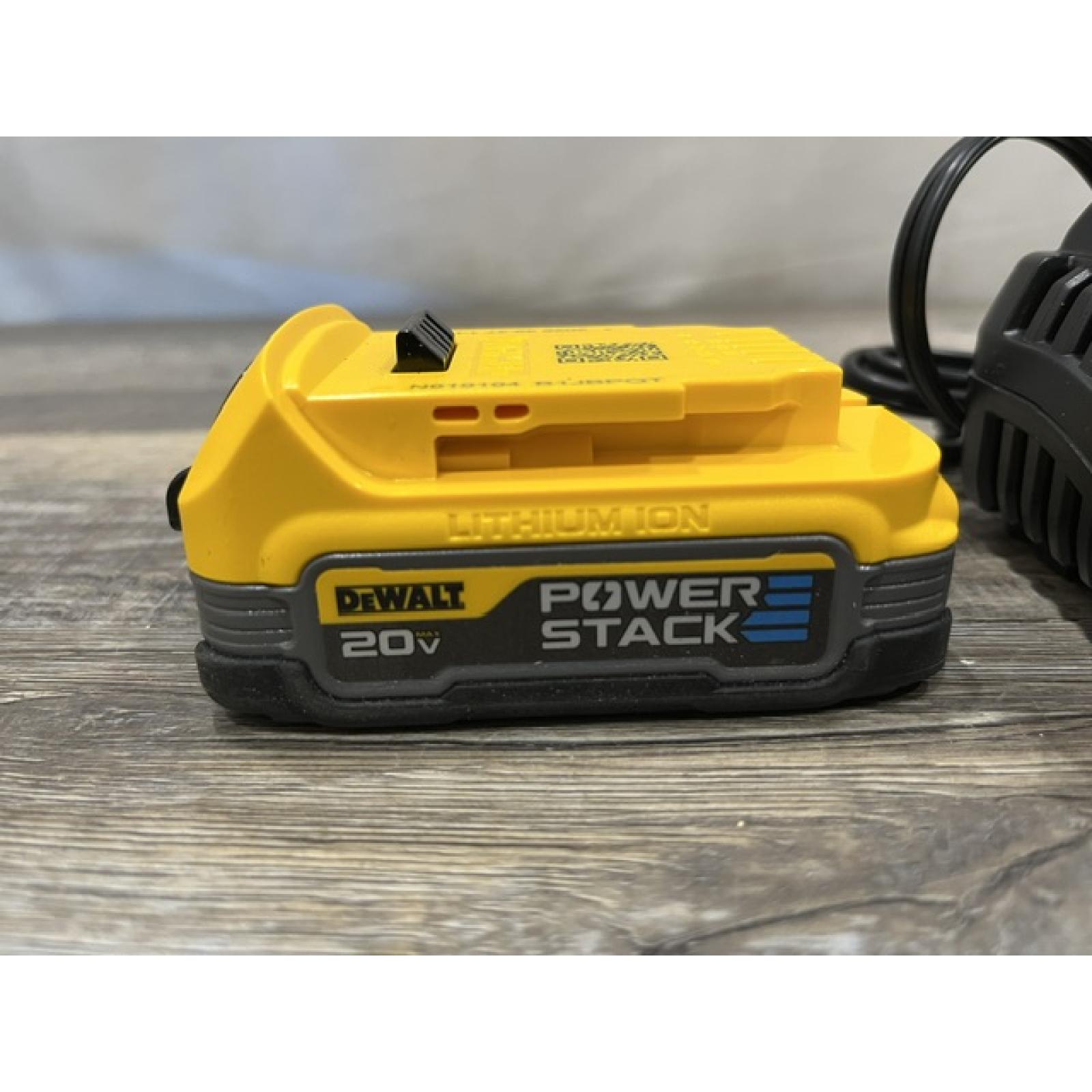 AS-IS DEWALT 20V MAX XR POWERSTACK Lithium-Ion Battery Starter Kit with 1.7Ah Battery and Charger