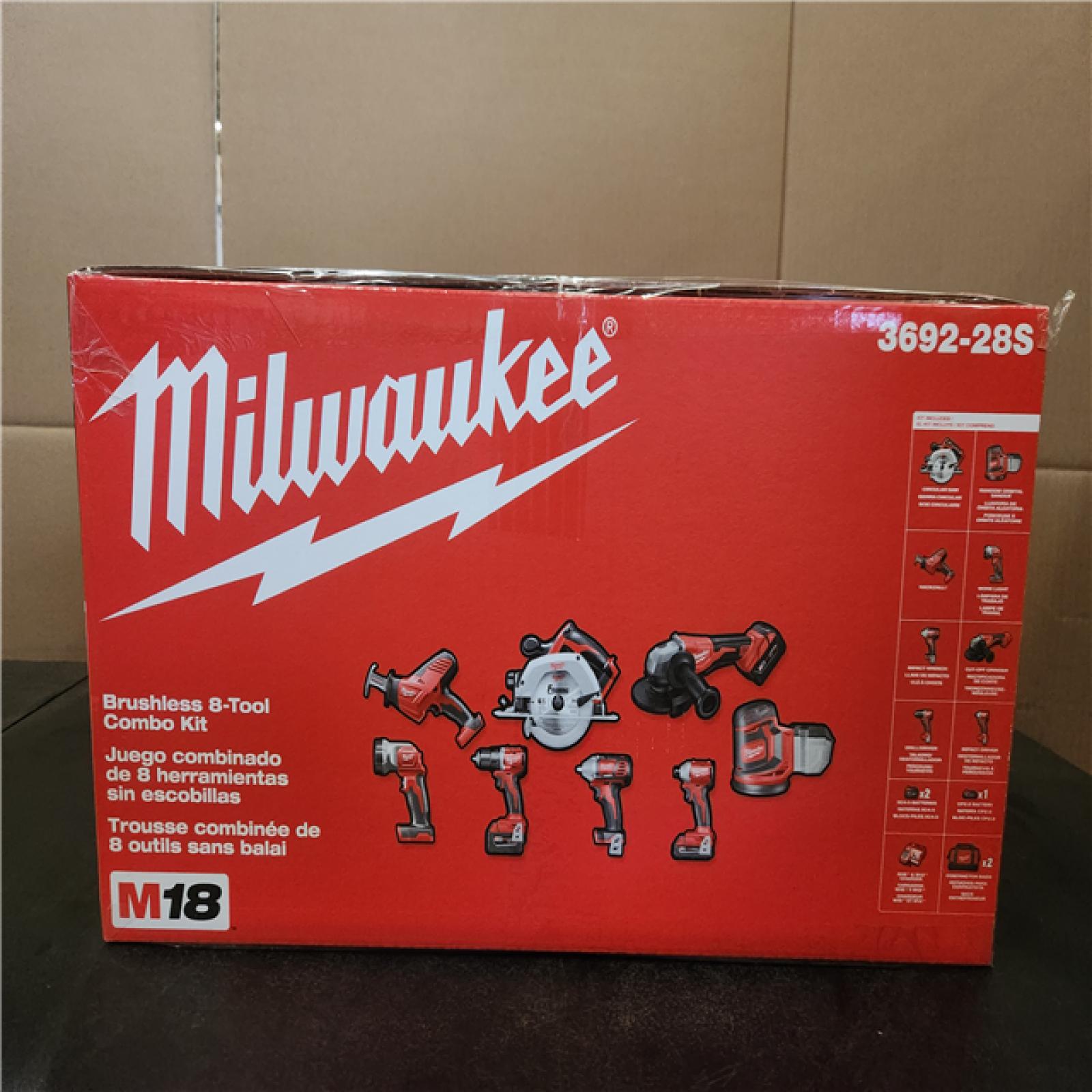 Phoenix NEW Milwaukee M18 18V Lithium-Ion Cordless Combo Kit (8-Tool) with (4) Batteries  Charger and Tool Bag SEALED