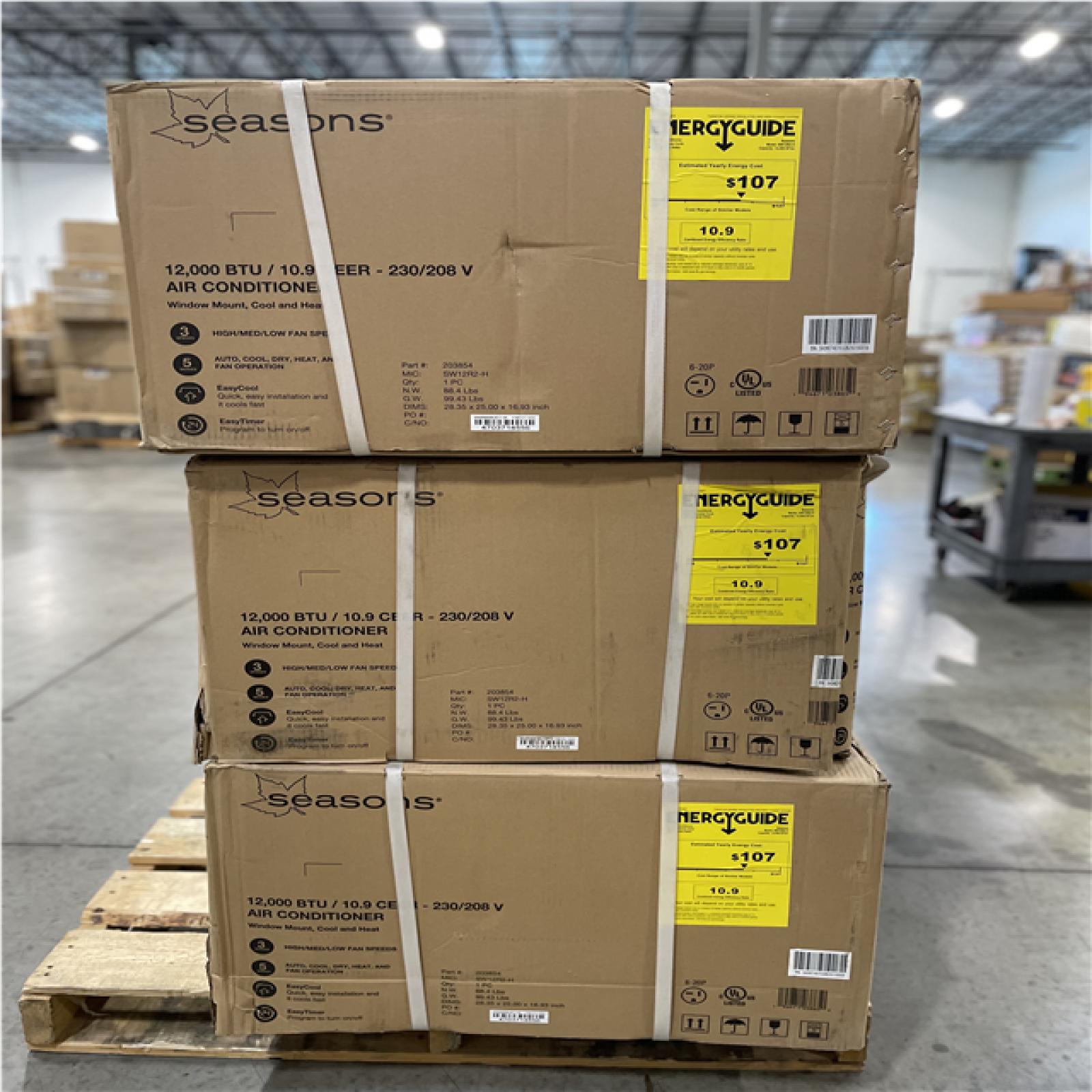 DALLAS LOCATION - SEASONS 12 000 BTU AIR CONDITIONER PALLET- (6 UNITS)