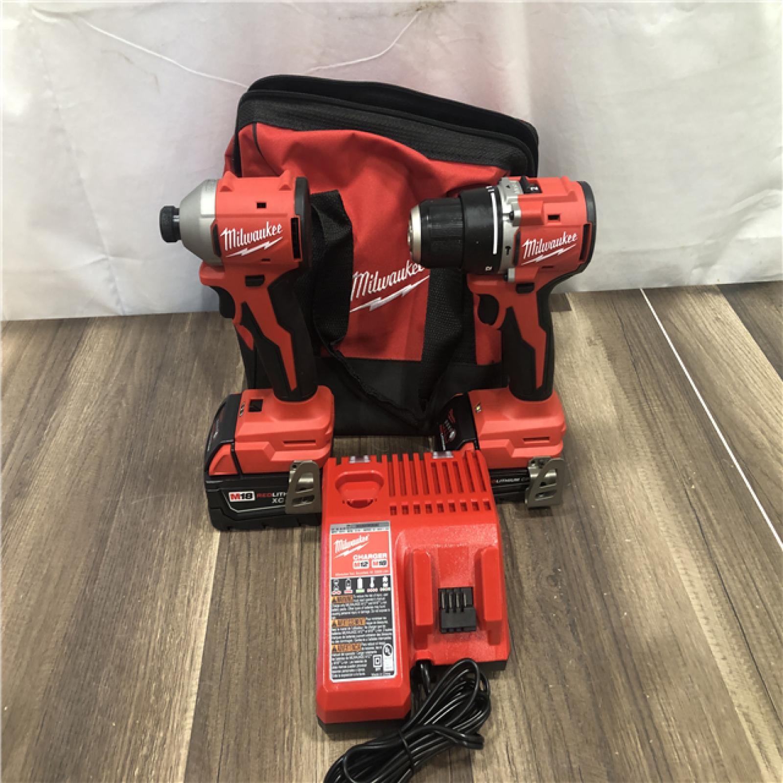 AS-IS Milwaukee 18-Volt Lithium-Ion Brushless Cordless Compact Hammer Drill/Impact Combo Kit