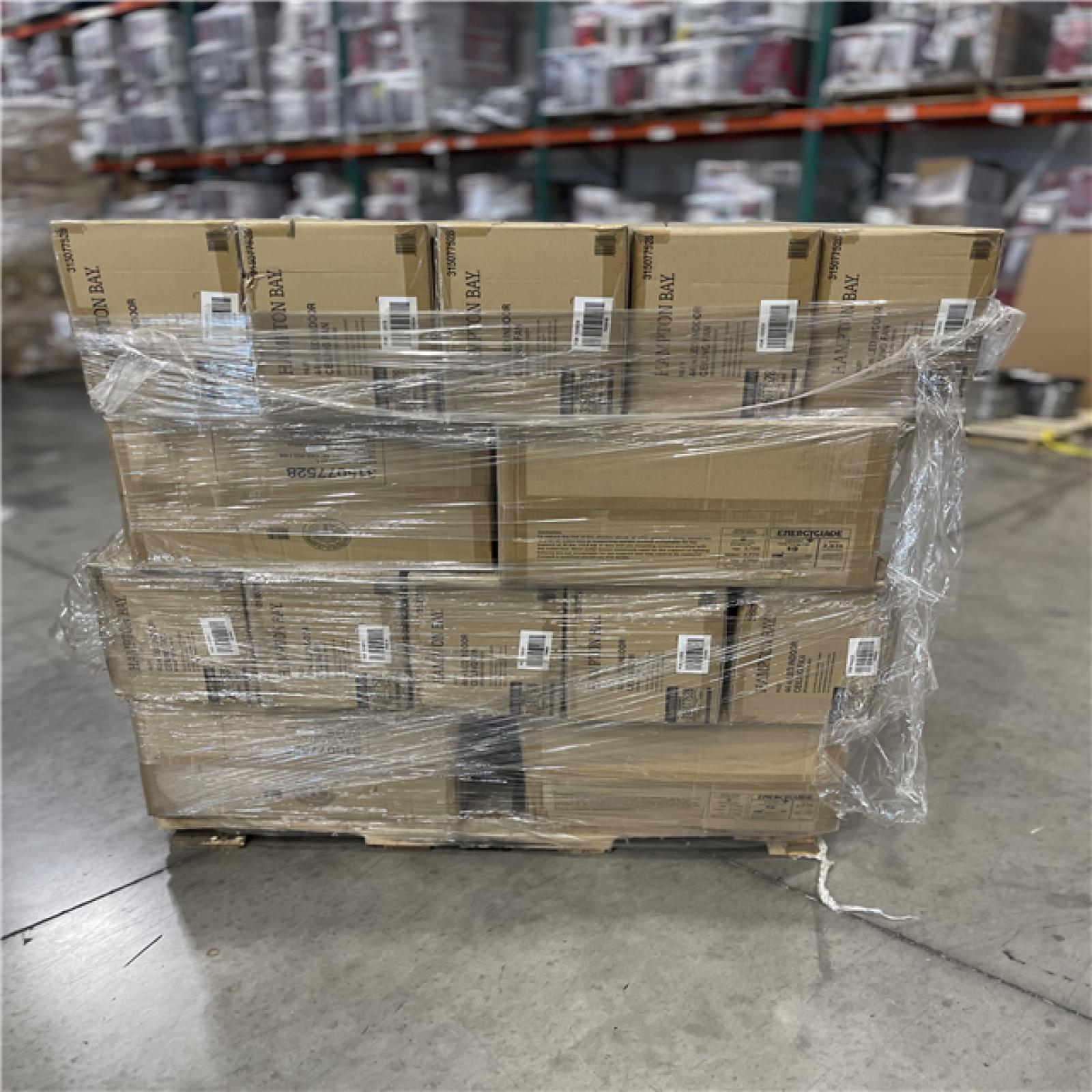 DALLAS LOCATION- DALLAS LOCATION- Hampton Bay Riley 44 in. LED Brushed Nickel Ceiling Fan with Light Kit PALLET -(36 UNITS)